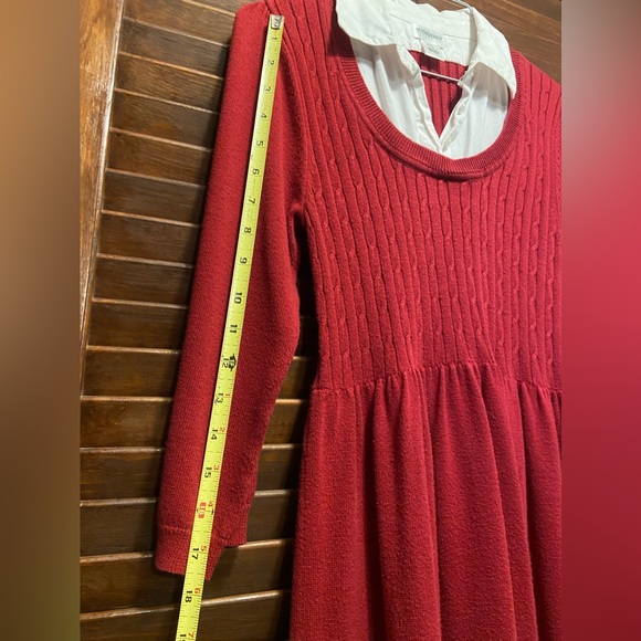 Gorgeous Garnet colored soft sweater dress w/cotton collar. S/M lots of stretch! - Picture 11 of 11